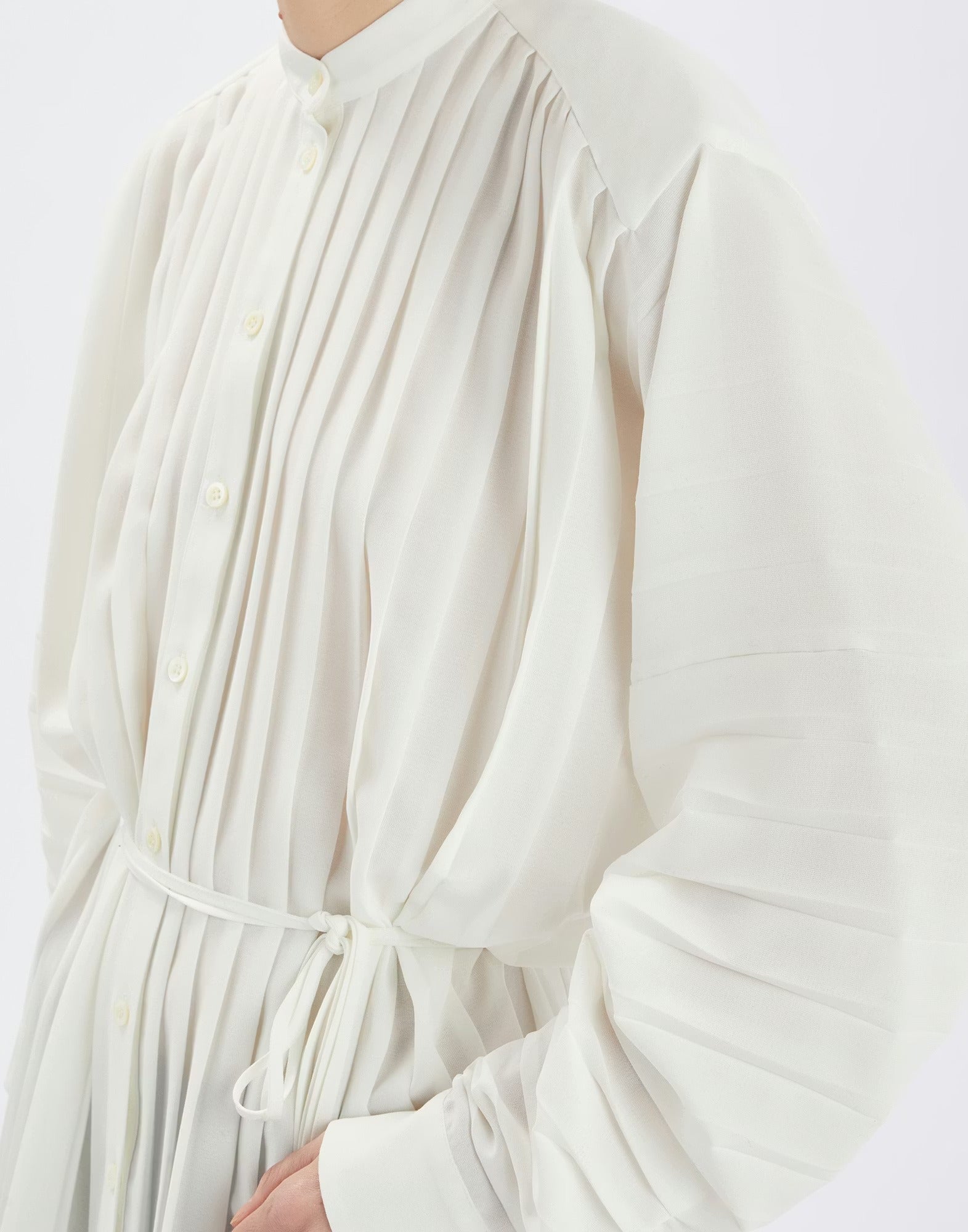 Slim Off-White Pleated Shirt
