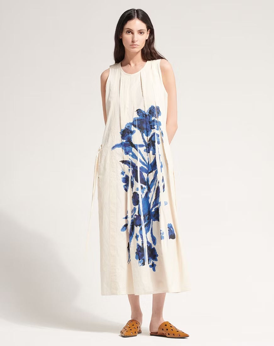 Cheerful Pleated midi dress with floral print
