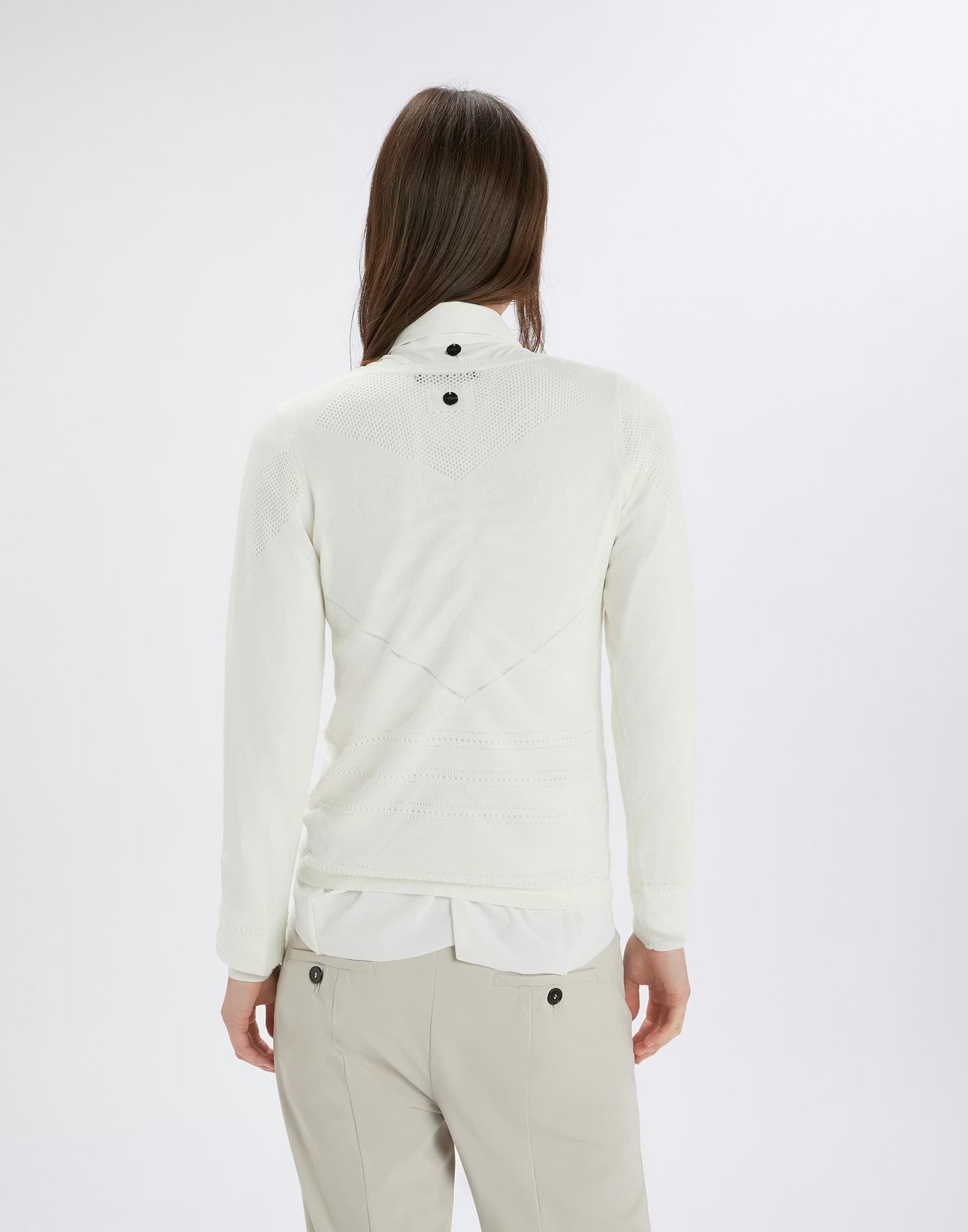 Droll White wool-blend sweater with openwork pattern