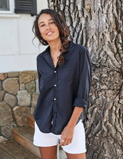 Eileen Relaxed Button-Up Shirt Washed Navy