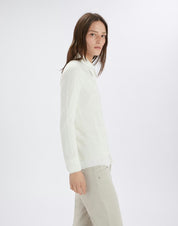 Droll White wool-blend sweater with openwork pattern