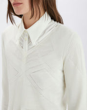 Droll White wool-blend sweater with openwork pattern