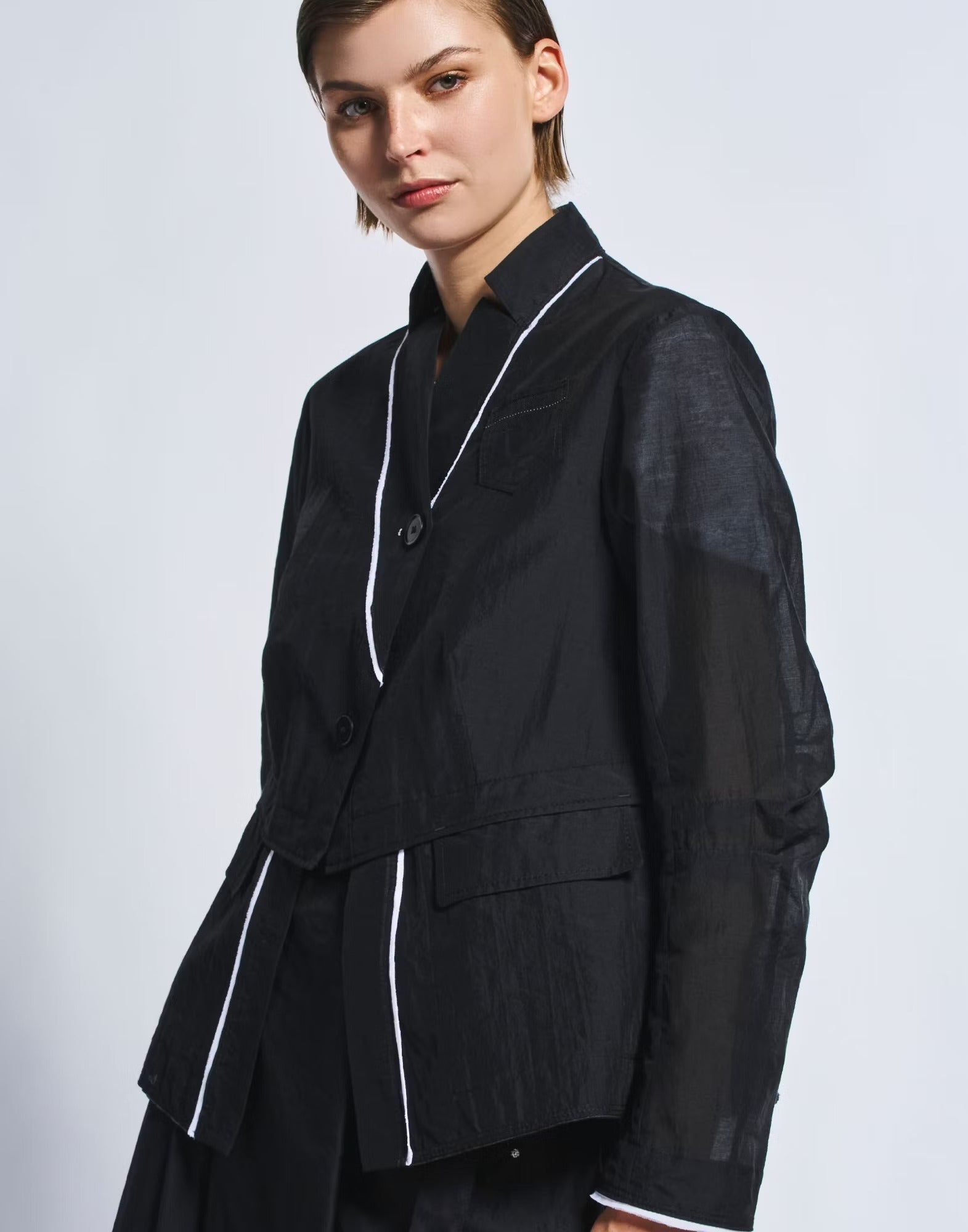 Stand Out Japanese-inspired black organza jacket