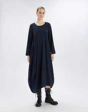 Awakening Navy cotton balloon midi dress