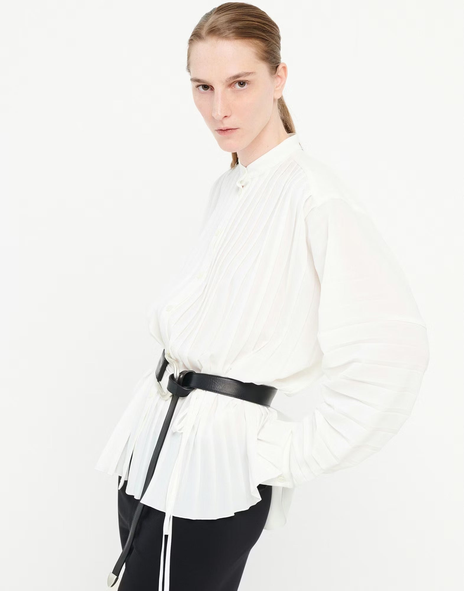 Slim Off-White Pleated Shirt