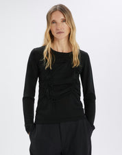 Phoenix Black wool-blend sweater with front ruching