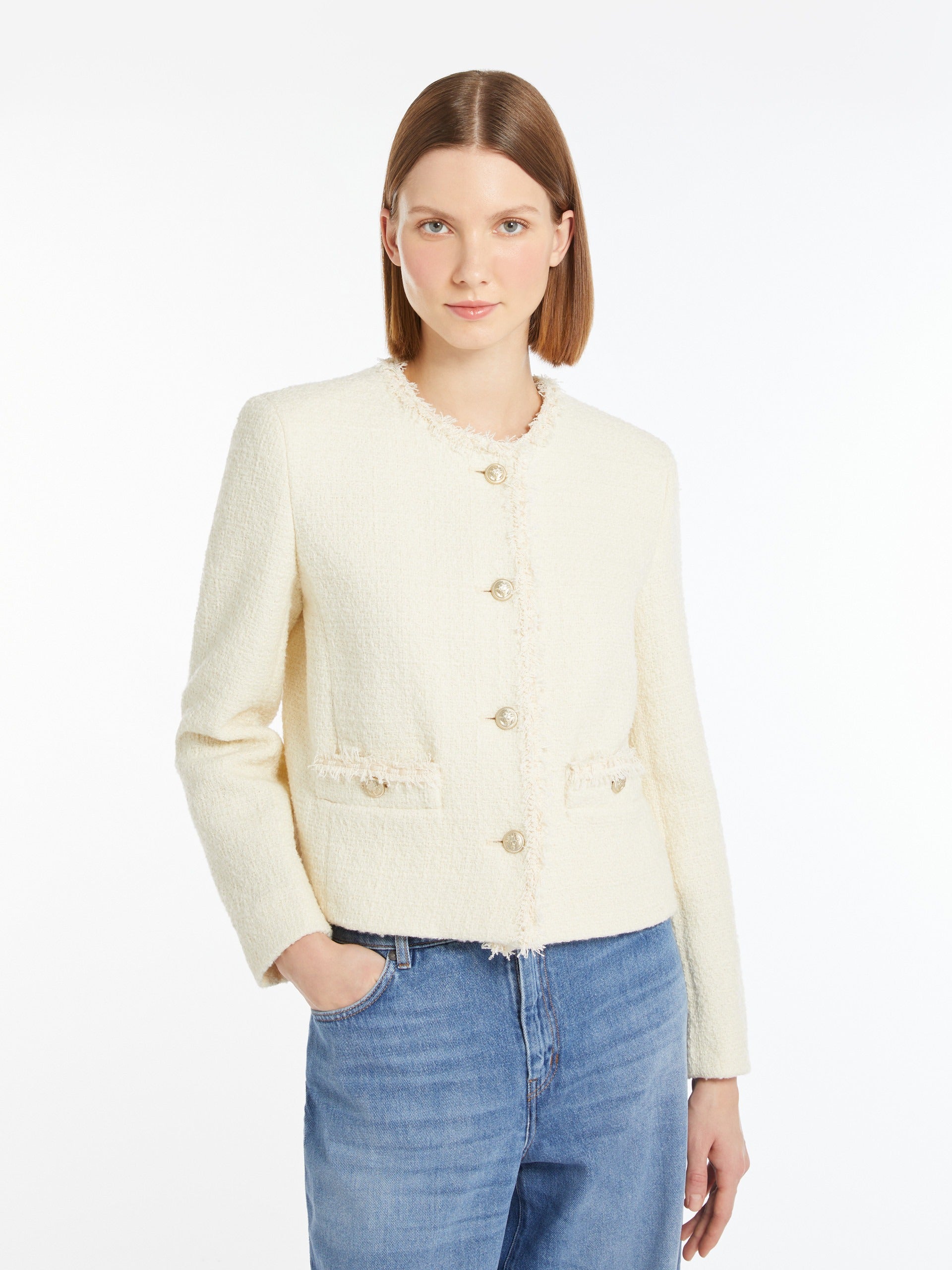Off White Wool Blend Jacket