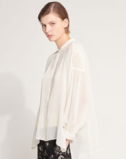 Jasmin Ivory sheer silk shirt with ruching