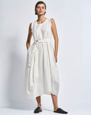 Awakening White cotton balloon midi dress