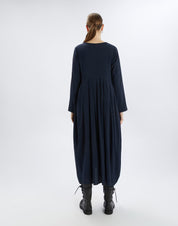 Awakening Navy cotton balloon midi dress