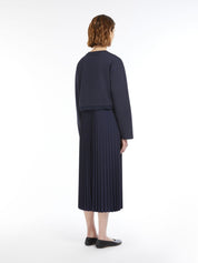 Pleated Crepe Jersey Dress Navy