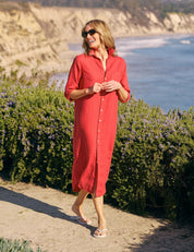 Rory Linen Shirtdress Red