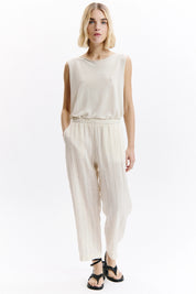 Stripe pant in off white