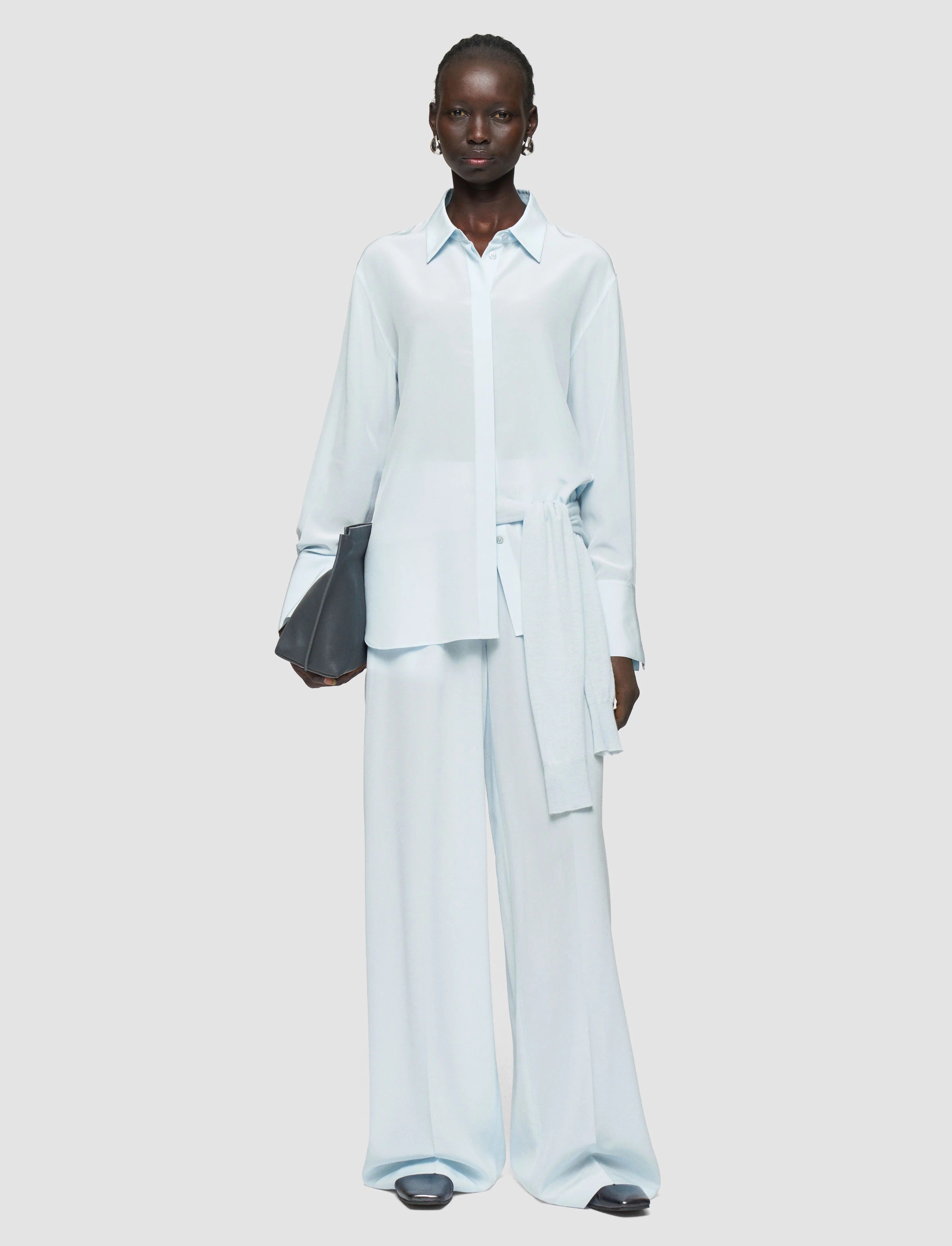 Bold-Blouse-Crepe De Soie Bllue