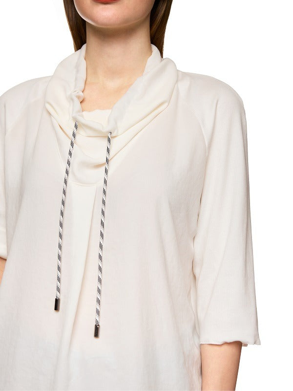 Short-Sleeve Drawstring Top White