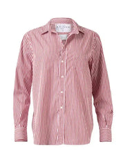 Eileen Relaxed Button-Up Shirt Maroon Stripe