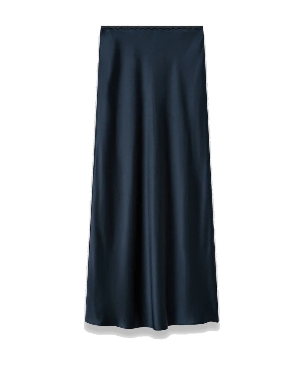 JOSEPH Isaak Long Silk Satin Skirt Blue