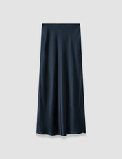 Isaak Long Silk Satin Skirt Blue