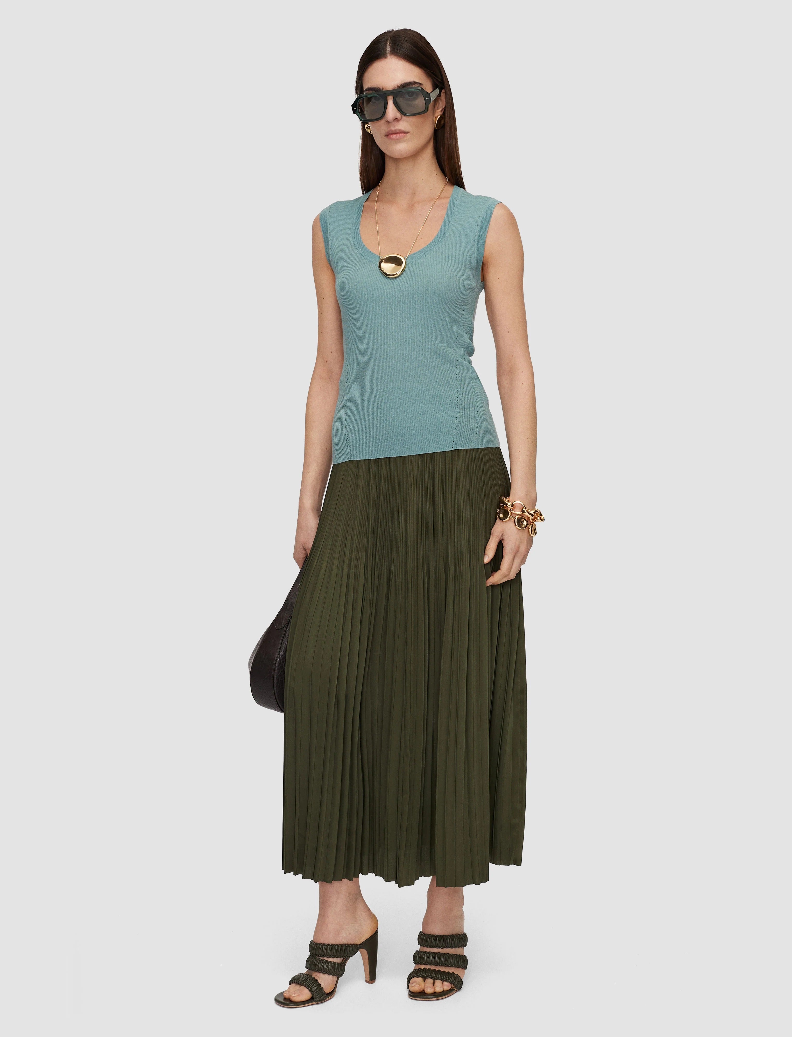 Rabat Pleated Satin Skirt