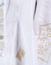 Sequential Ecru ramiè jacket with embroidery