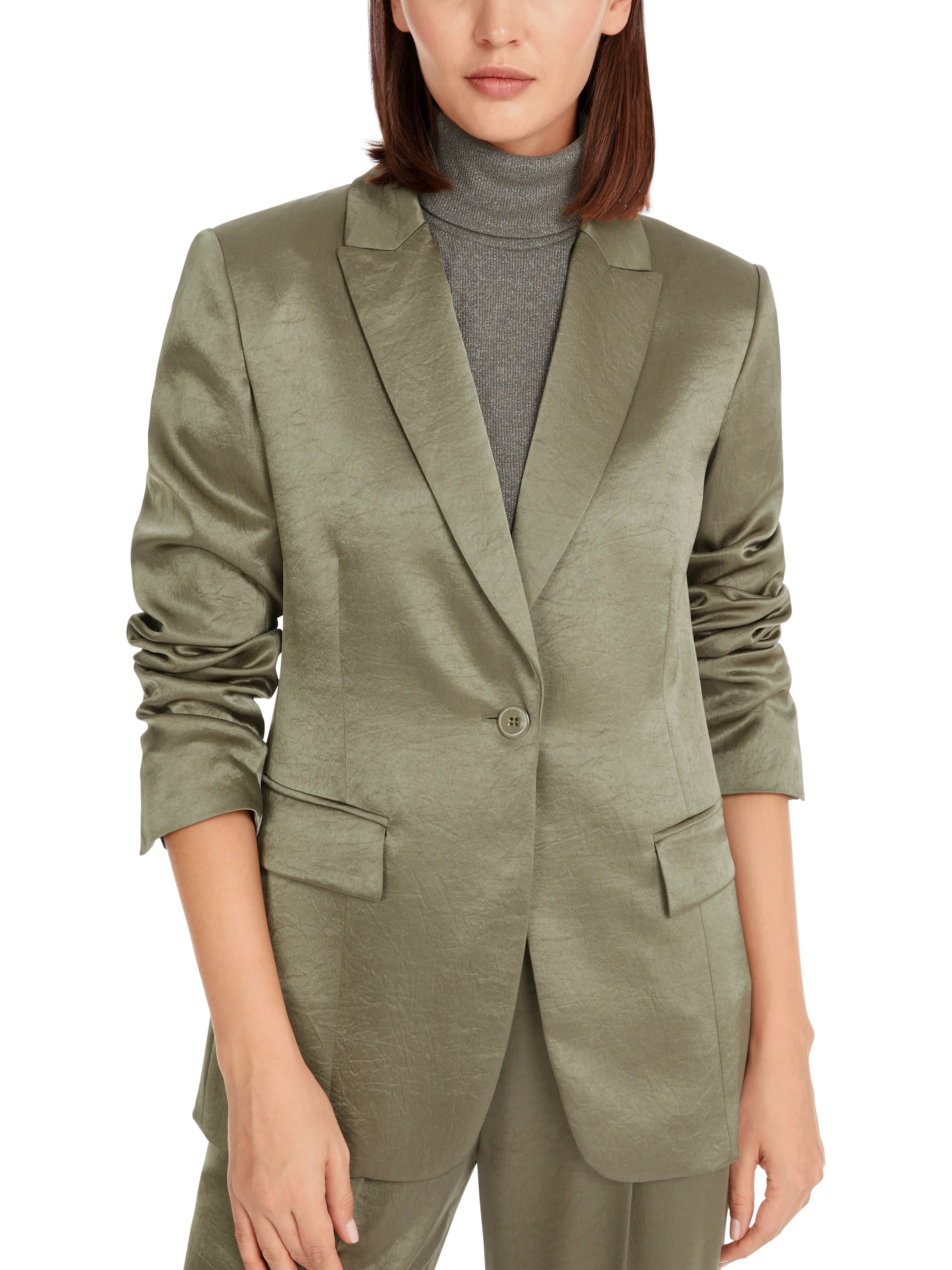 Hammered satin blazer sage