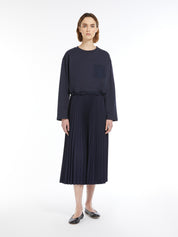 Pleated Crepe Jersey Dress Navy