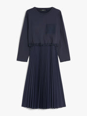 Pleated Crepe Jersey Dress Navy