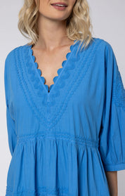 V-Neck Loose Maxi Dress  in Cornflower Blue
