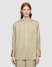 Athena Geometric Print Silk Blouse Affagato