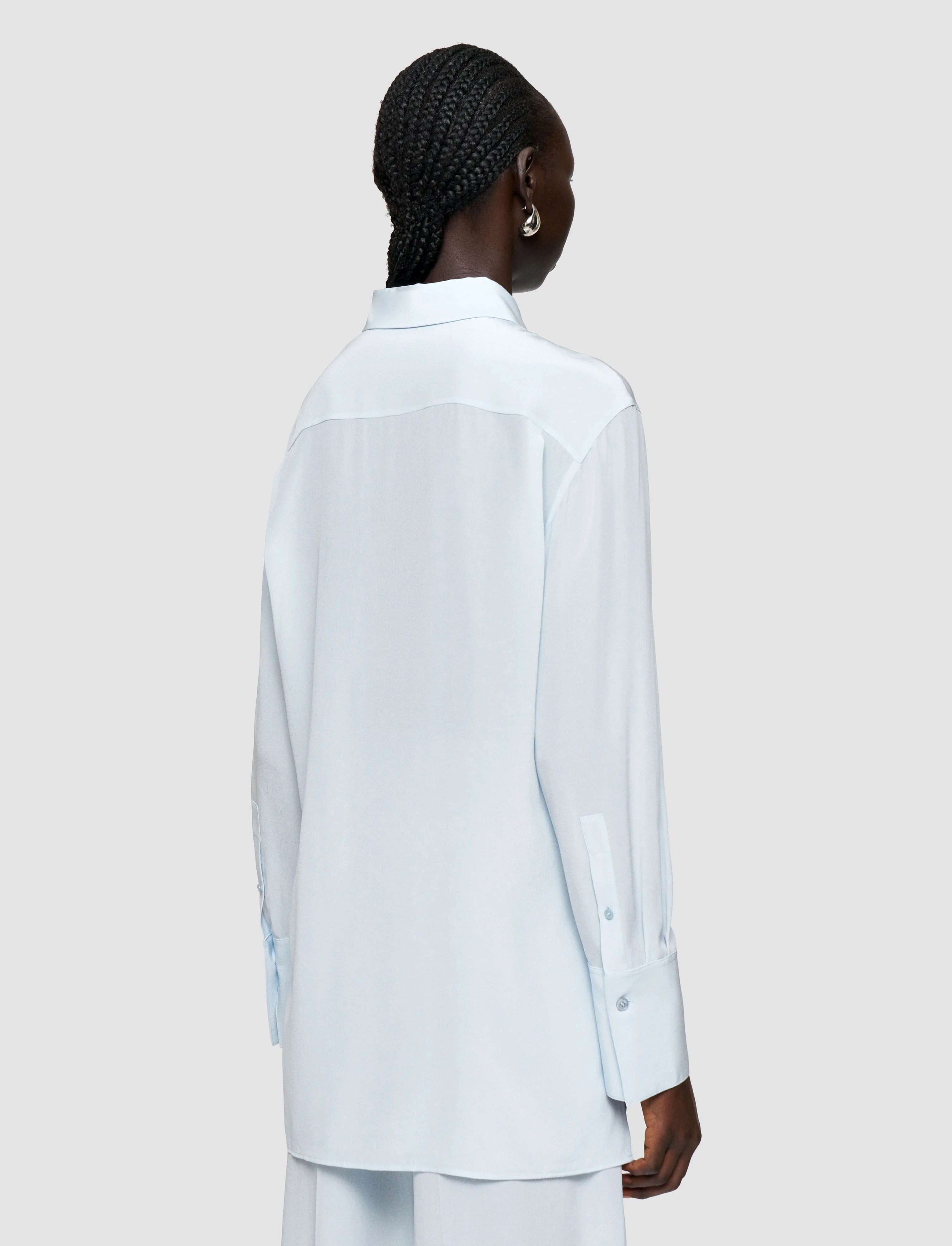 Bold-Blouse-Crepe De Soie Bllue