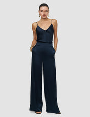 Dijon Silk Satin Trousers Blue