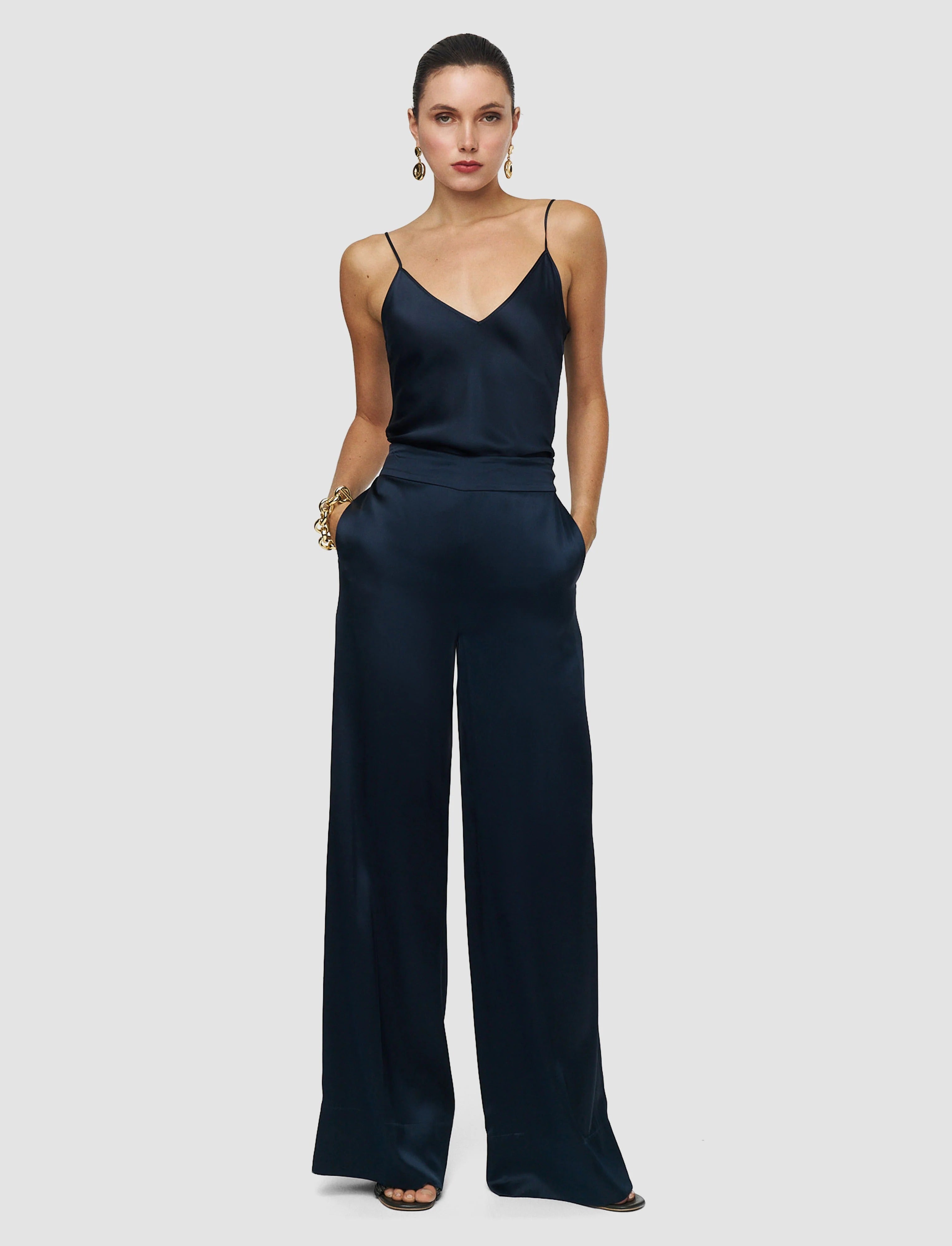 Dijon Silk Satin Trousers Blue