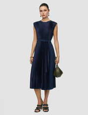 Volta-Dress-Knit Weave Plisse Blue