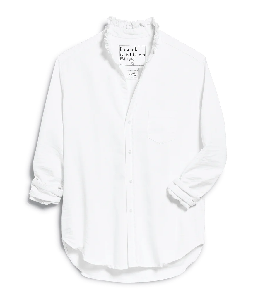 Frank & Eileen Eileen Ruffle Collar Button-Up Shirt White