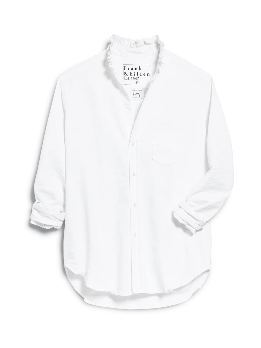 Frank & Eileen Eileen Ruffle Collar Button-Up Shirt White