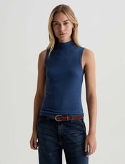 Edie Sleeveless Turtle Neck Blue