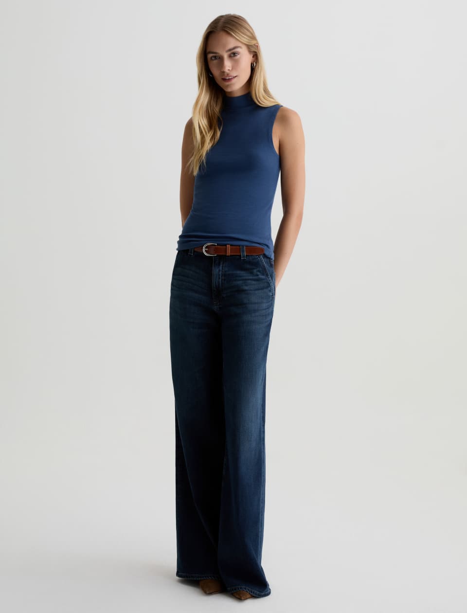 Edie Sleeveless Turtle Neck Blue