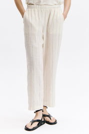 Stripe pant in off white