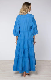 V-Neck Loose Maxi Dress  in Cornflower Blue