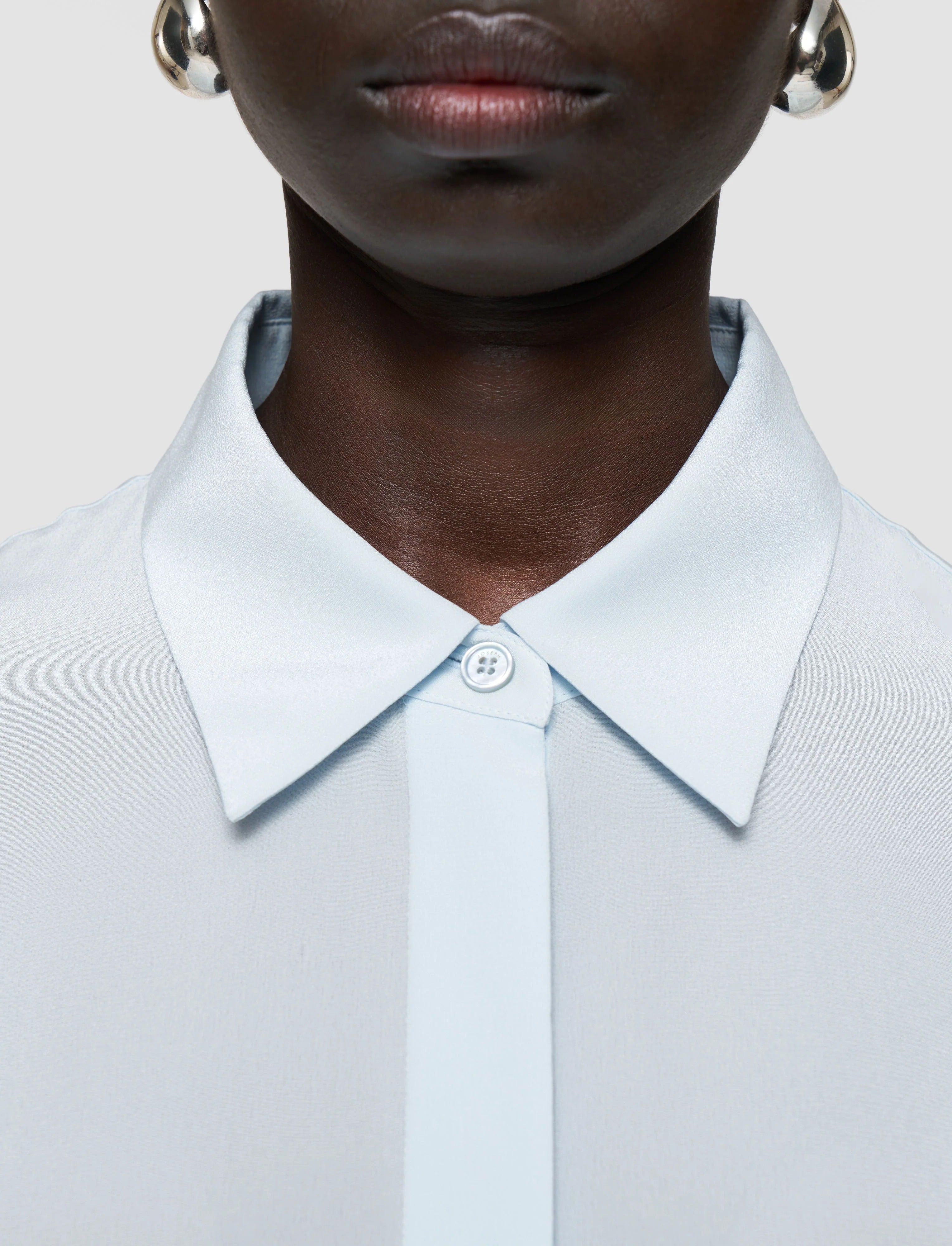 Bold-Blouse-Crepe De Soie Bllue