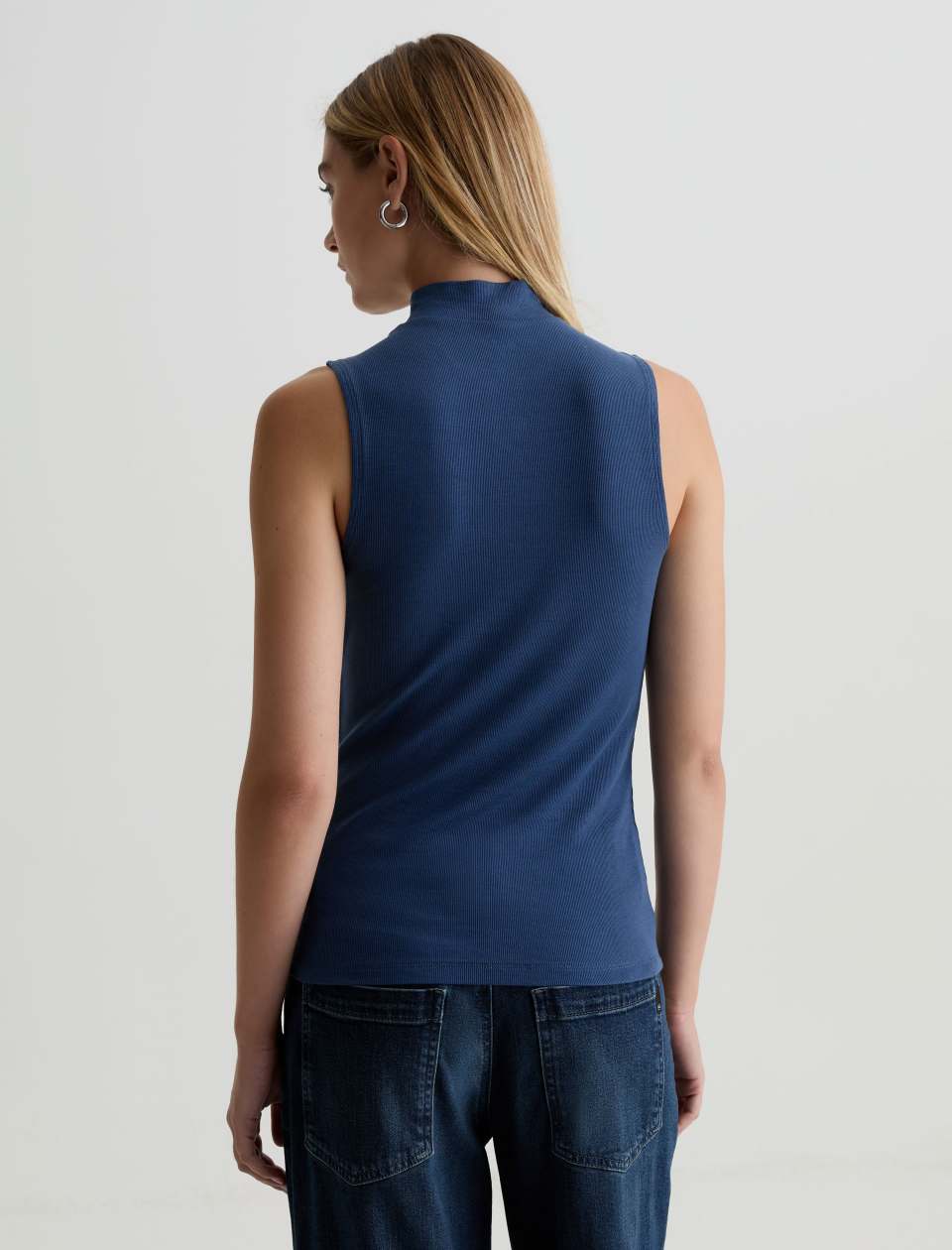 Edie Sleeveless Turtle Neck Blue