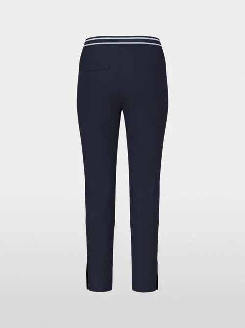 Slim-Fit Trousers With Striped Waistband Navy