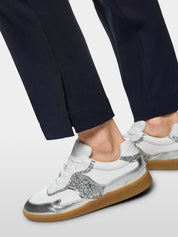 Slim-Fit Trousers With Striped Waistband Navy