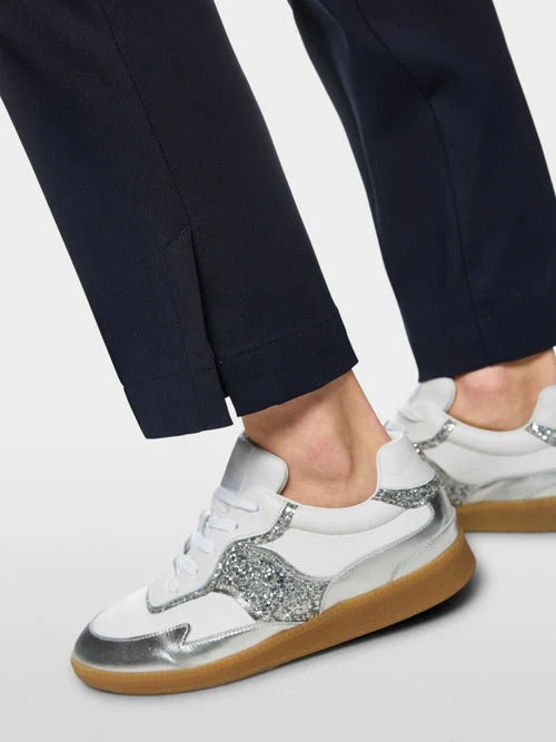 Slim-Fit Trousers With Striped Waistband Navy