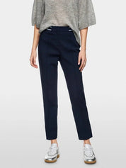 Slim-Fit Trousers With Striped Waistband Navy