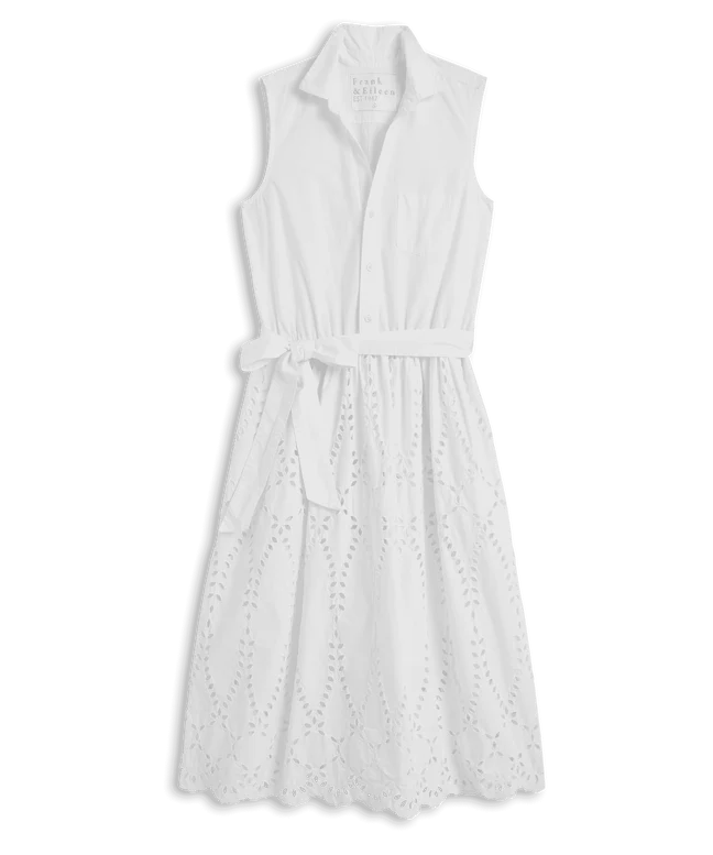 Frank & Eileen Grace Sleeveless Shirtdress White