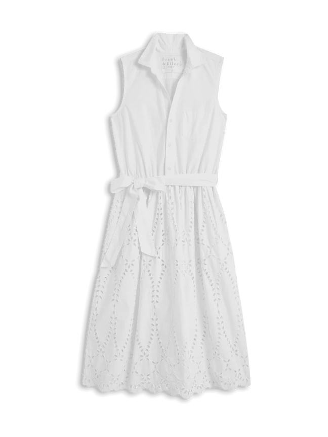 Frank & Eileen Grace Sleeveless Shirtdress White