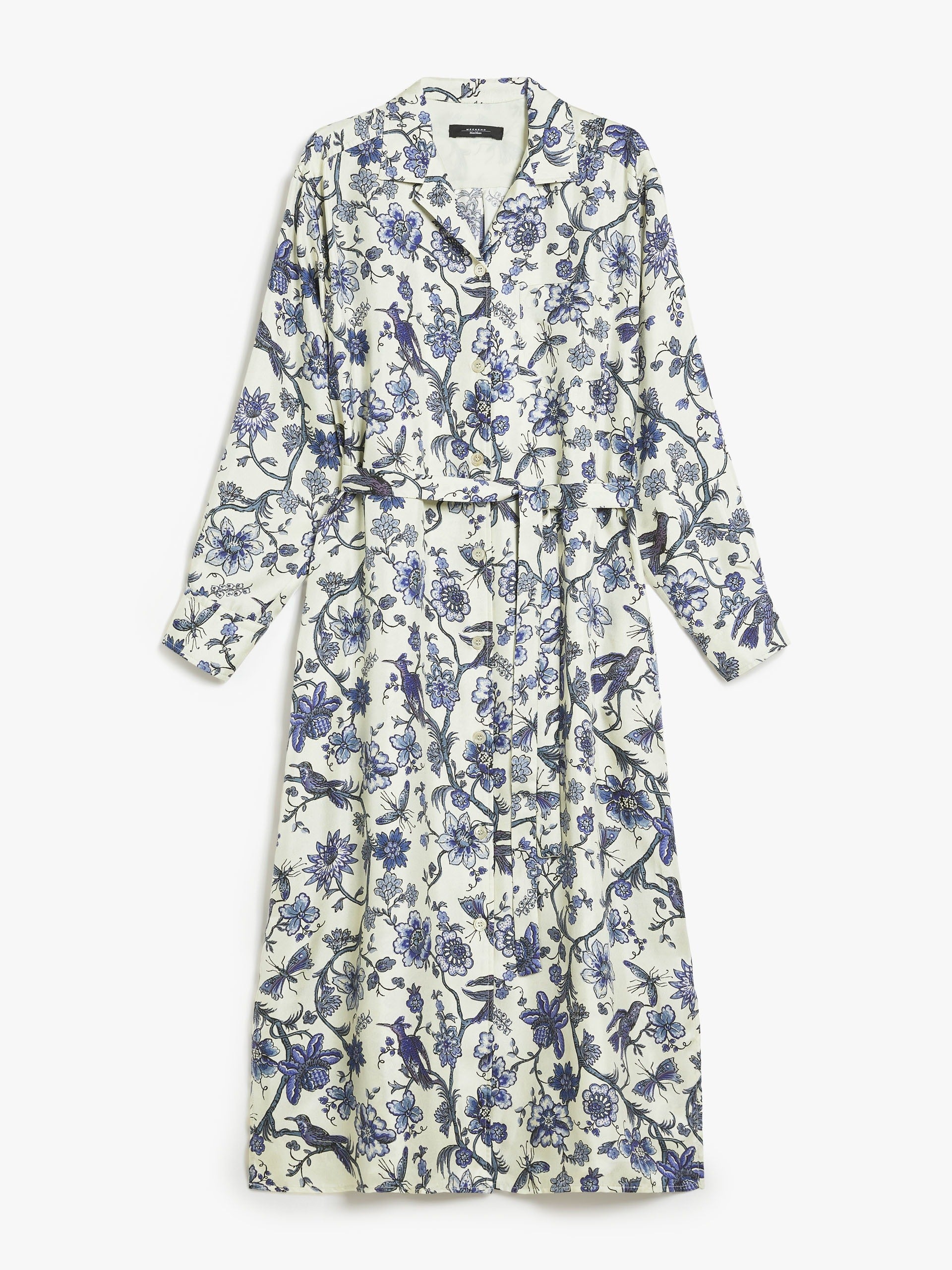 Printed Silk Dress Blue