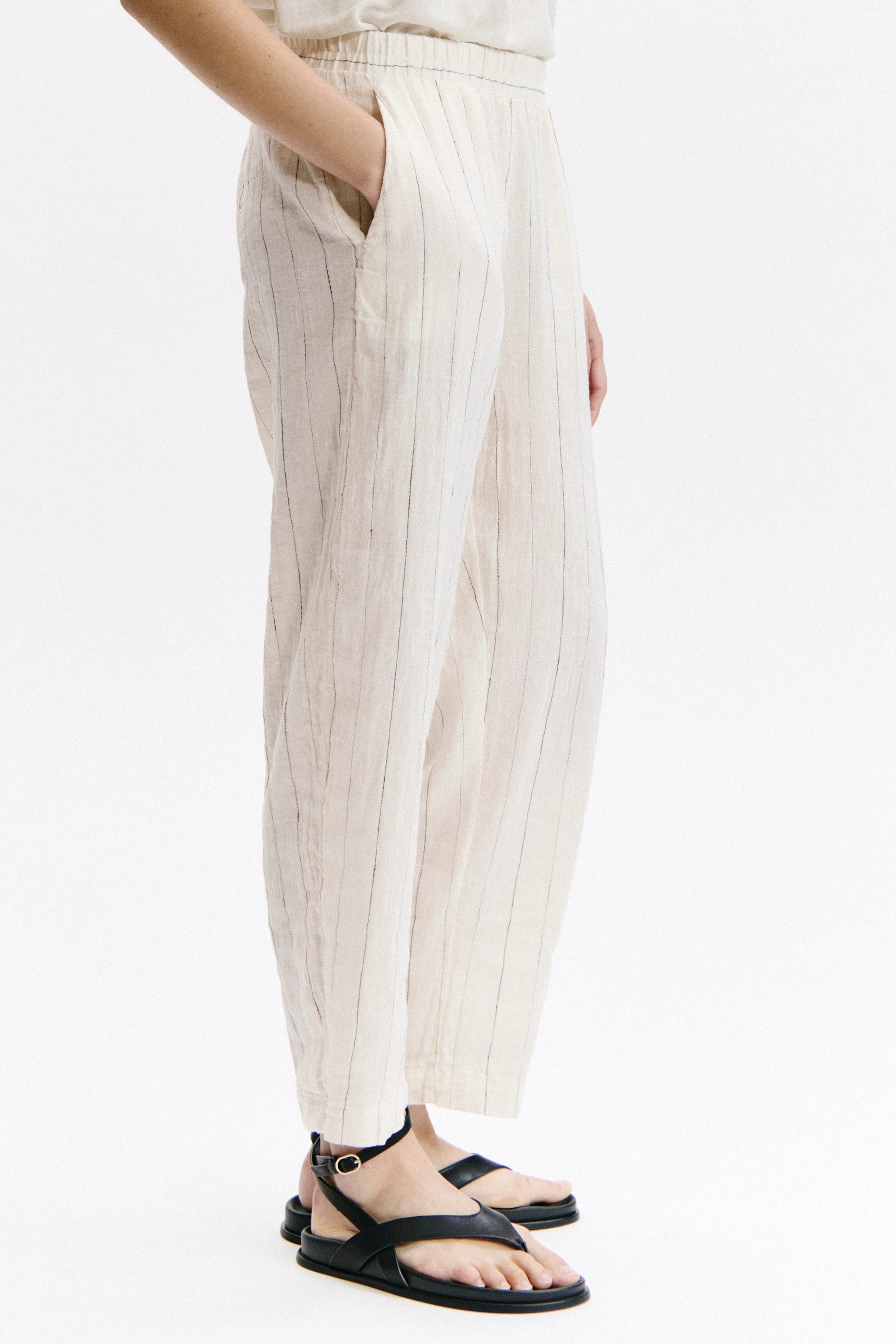Stripe pant in off white
