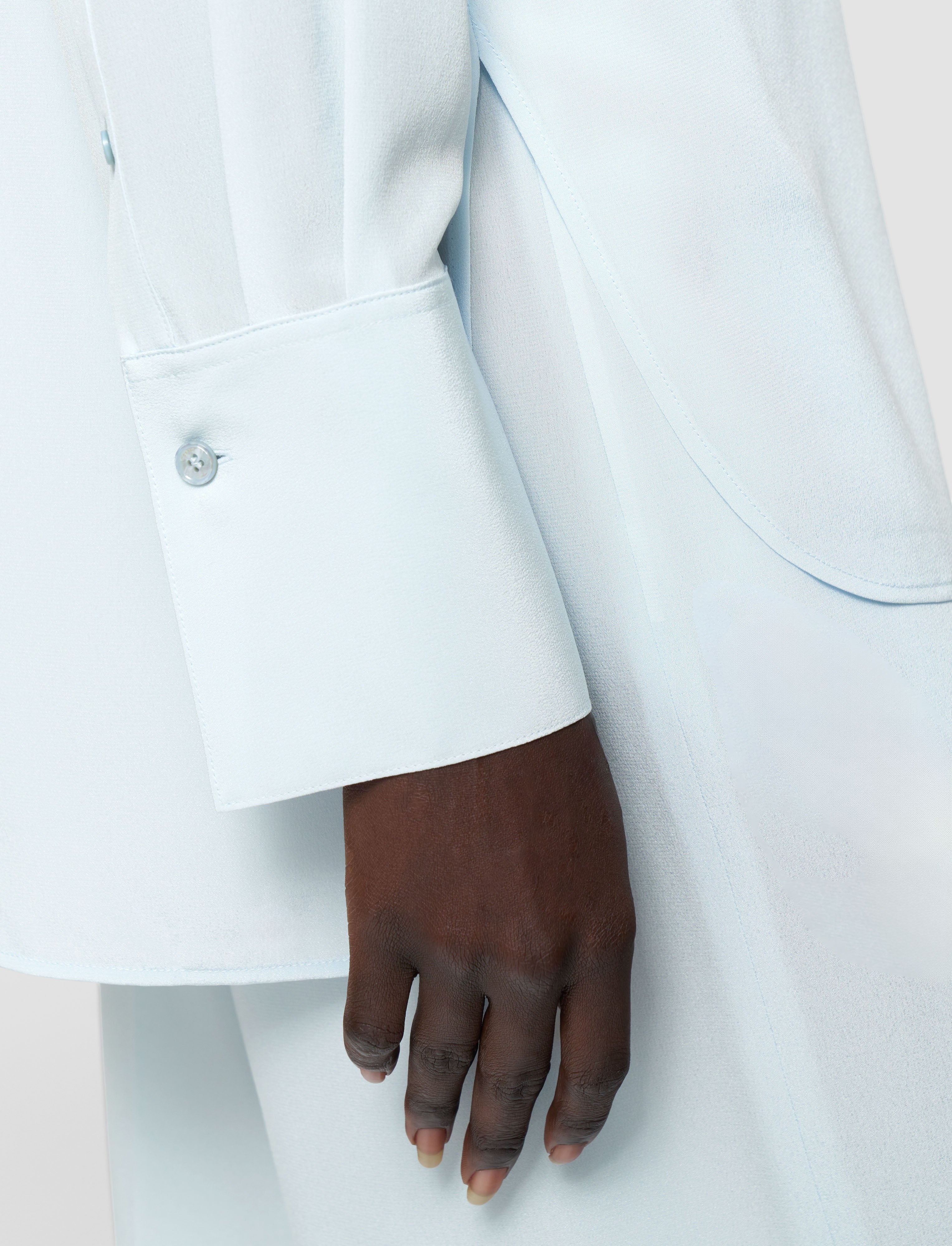 Bold-Blouse-Crepe De Soie Bllue
